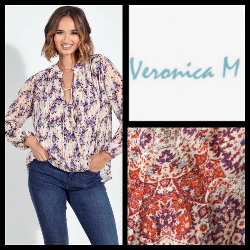 NWT Veronica M Boho Addie Surplice Blouse